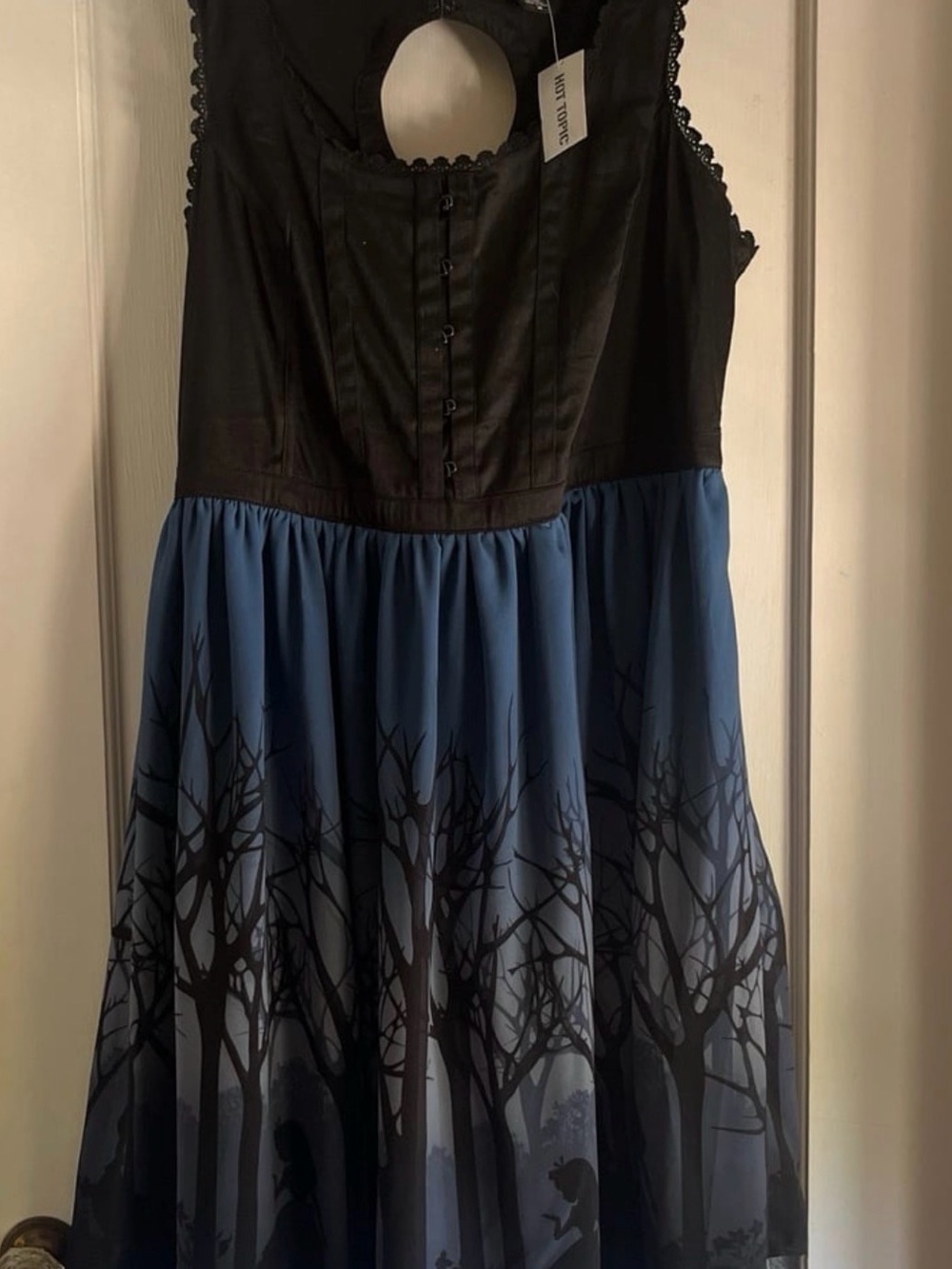Alice in Wonderland Black Lace-Trim Bodice Dress Size 14 NWT